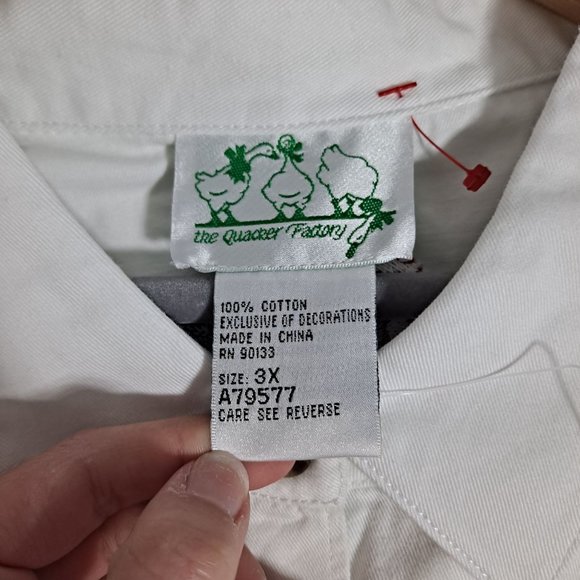 Quacker Factory Shirt Woman Size 3X Embroidere Rooster Colorful Button Up Pocket - Picture 3 of 11